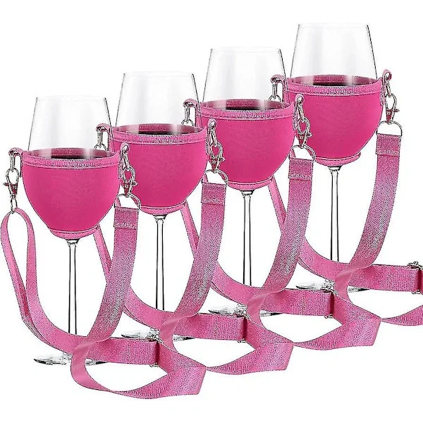 4-pack Wine Glass Holder for Hanging, Wine Glass Holder for Hanging, Cup Holder, Festival Wine Glass Holder for Christmas, Birthday, Wedding (pink) xc