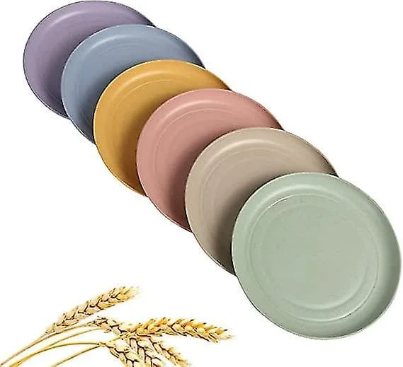 Wheat Straw Plates Lightweight Unbreakable Dinner Plates Set Non-Toxic Dishwasher & Microwave Safe BPA Free And Healthy (small 6-pack 5.9')-Goo