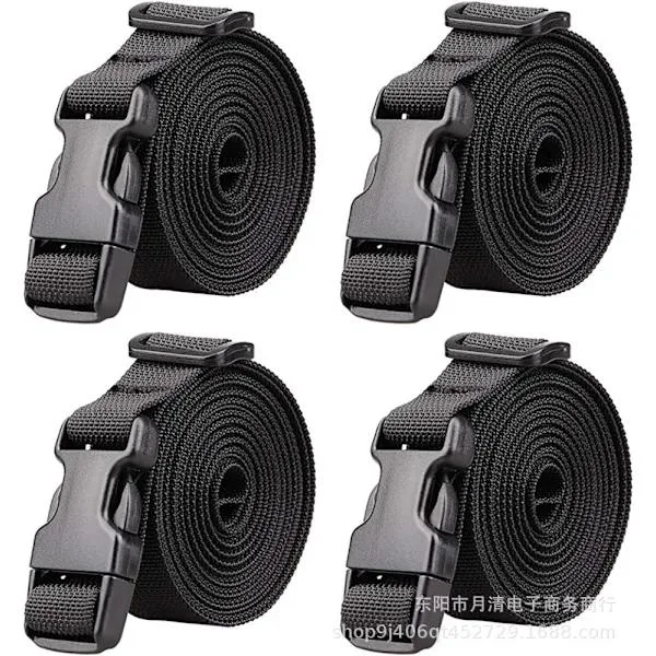 4-pack justerbara ryggsäcksremmar resetillbehör väska axelremmar kraftiga lastremmar svarta 2,5 cm*100 cm