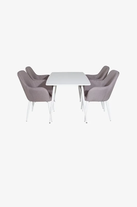 Venture Home - Spisebord Polar med 4 stole Comfort - Hvid - Spisebordssæt 4 personer - Fra Homeroom