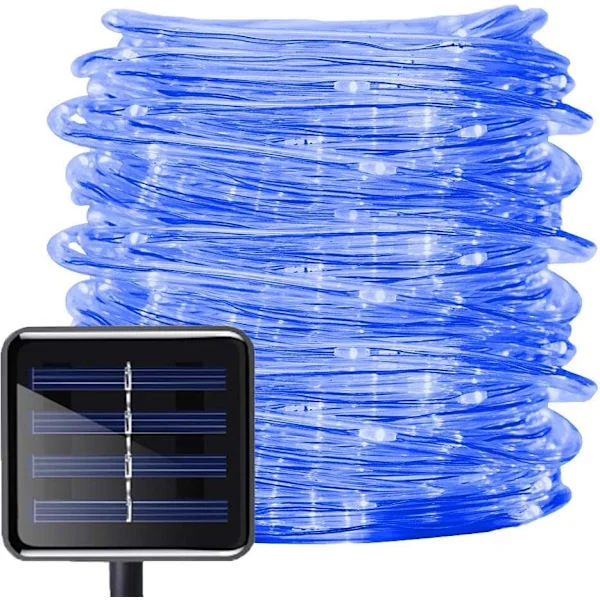 Aurinkokennokäyttöinen LED-valosarja puutarhaan, PVC-putkivalo kuparilangalla