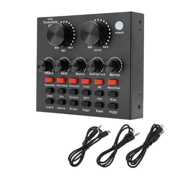 V8 Sound Card Voice Changer Karaoke Headset Live External Sound Card
