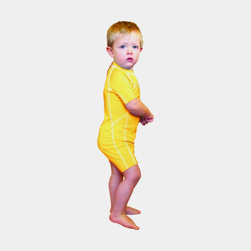 UV-dräkt för barn / rashguard BASE Kid Shorty Lycra, UV 50+, gul, 124 - 132 cm / 20 - 34 kg (6 år)