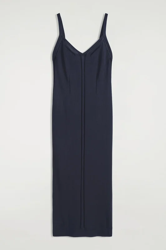 COS Women's Knitted Midi Slip Dress in Blue