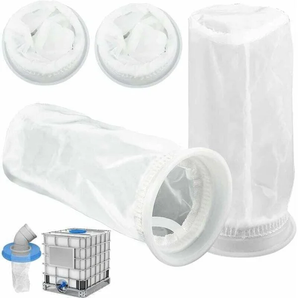 Förpackning med 4 nylon IBC-filter för 1000 liters IBC-regnvattentankar, nylonfilter med IBC-tanklocksfäste för IBC-regnvattentankar