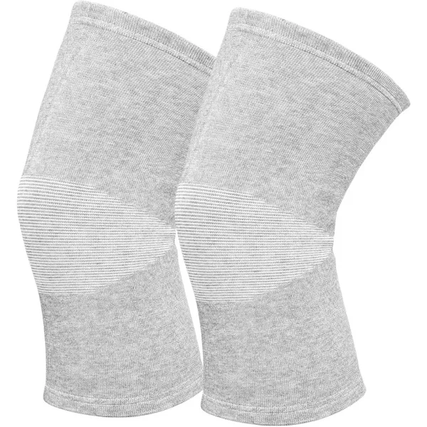 ING 1 Par - Knäskydd i Bambufiber - Unisex Sport Knästöd - Knäskydd för Artrit - Elastiskt Knästöd som Andas (Grå, XL)