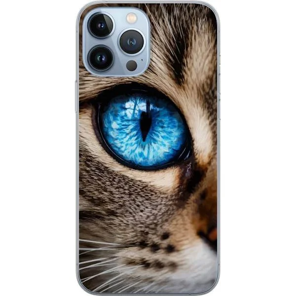 Kompatibel Mobilcover til Apple iPhone 13 Pro Max Intensiv blå katteblik med detaljeret pels og klar iris, der fanger kattens mystiske og fascinerend