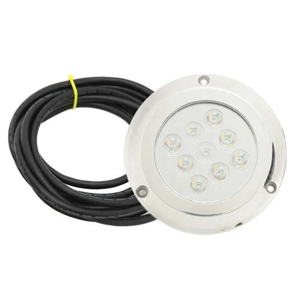 Yacht undervannslys DC 12V-24V herdet glass IP68 vanntett sjøvannsbestandig kuppel bassenglampe blått lys 17W