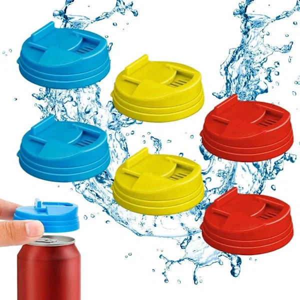 Brusbokslokk, Oppgraderte bokslokk for brus Cola Boks Lokk Runde Beskyttere, Gjenbrukbare Plastboks Sølebeskyttere eller Beskyttelse for Passform (6 
