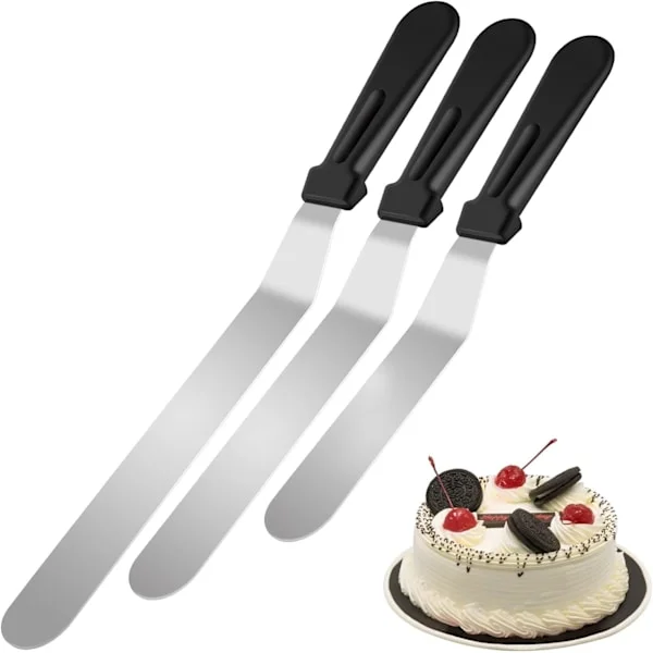 Offset Spatelset med Vinklad Tårtspatel, Rostfritt Stål Blad Glasyrverktyg för Tårtdekoration, Ergonomisk Handtagsdesign för Jämn Glasering
