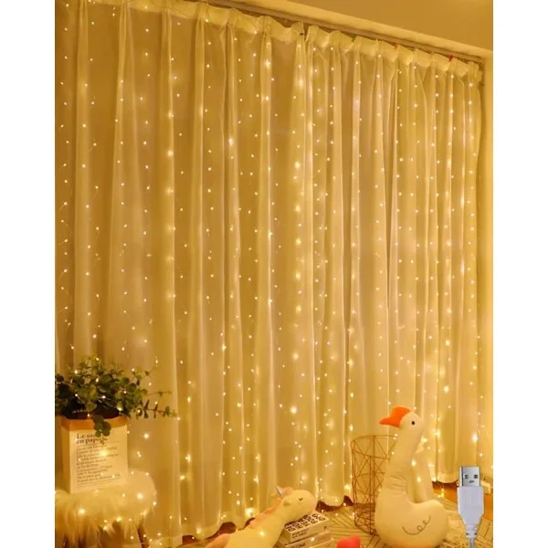 Ljusgardin Varmvit 200 LED 2m x 3m LED Ljusslinga Gardin LED Ljusslinga för Juldekoration