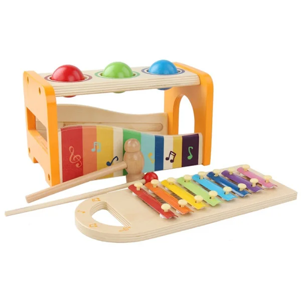 Multifunctional Hammer & Bench with Removable Xylophone | Durable Wooden Musical Toy for Toddlers 12 Months and Up