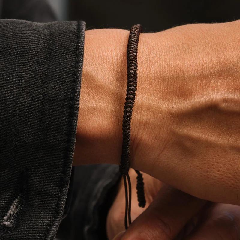 Braccialetto con nodo della fortuna marrone chiaro per uomini - Braccialetti con cordino