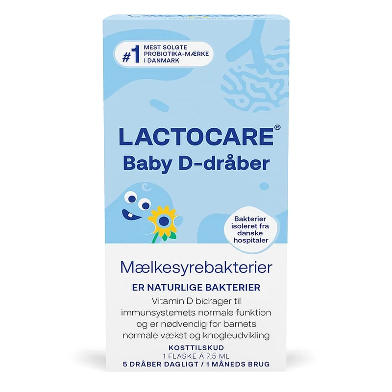 Lactocare Baby D-dråber med Mælkesyrebakterier 7,5 ml Flaske, Helse & Madvarer, Børnevitaminer, D-vitamin Til Børn
