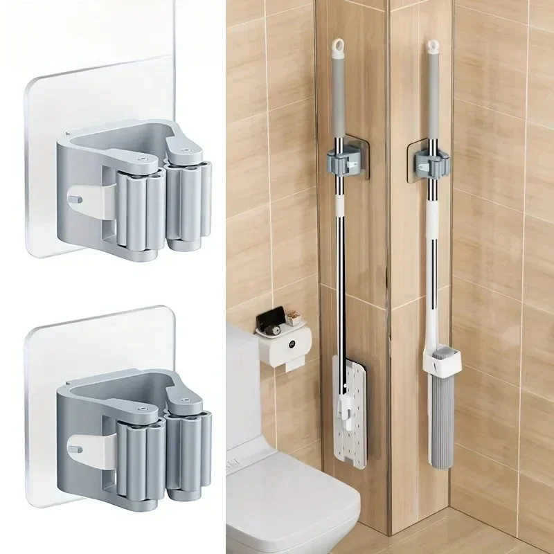 AliExpress - Wandregal für Zuhause, Badezimmer-Duschhalterung, Aufbewahrung, spurloser Haken, Mopp-Organizer, wasserdichter Besenhalter