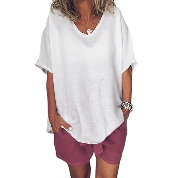 Dame Oversize Tunika Sommer Casual Løs Bluse T-shirt Halværmet Toppe Plus Size