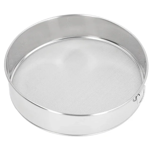Rund Melsikt 304 Rustfritt Stål 60 Mesh Anti-klebende Filter for Baking av Melis Kakao Pulver Sølv 8 Tommer