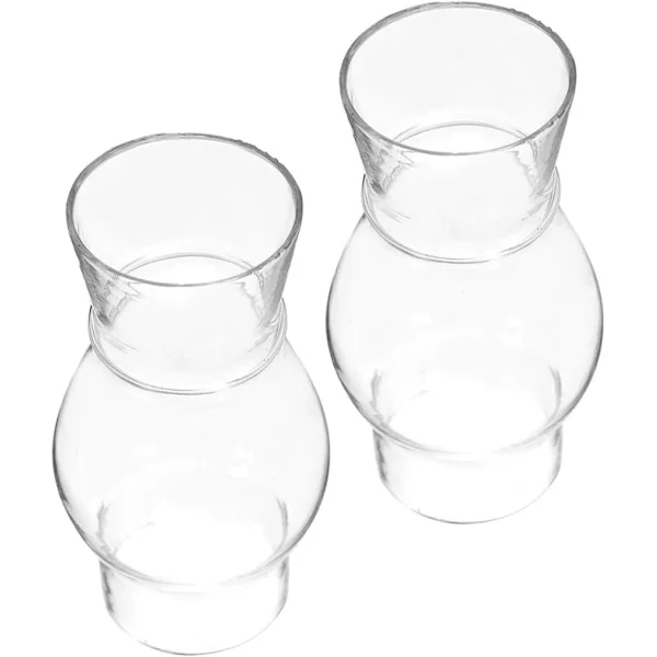 2 stycken vintage lampskärmar i glas för små oljelampor, lätta att installera, finpolerade, för trapphus och sovrum -