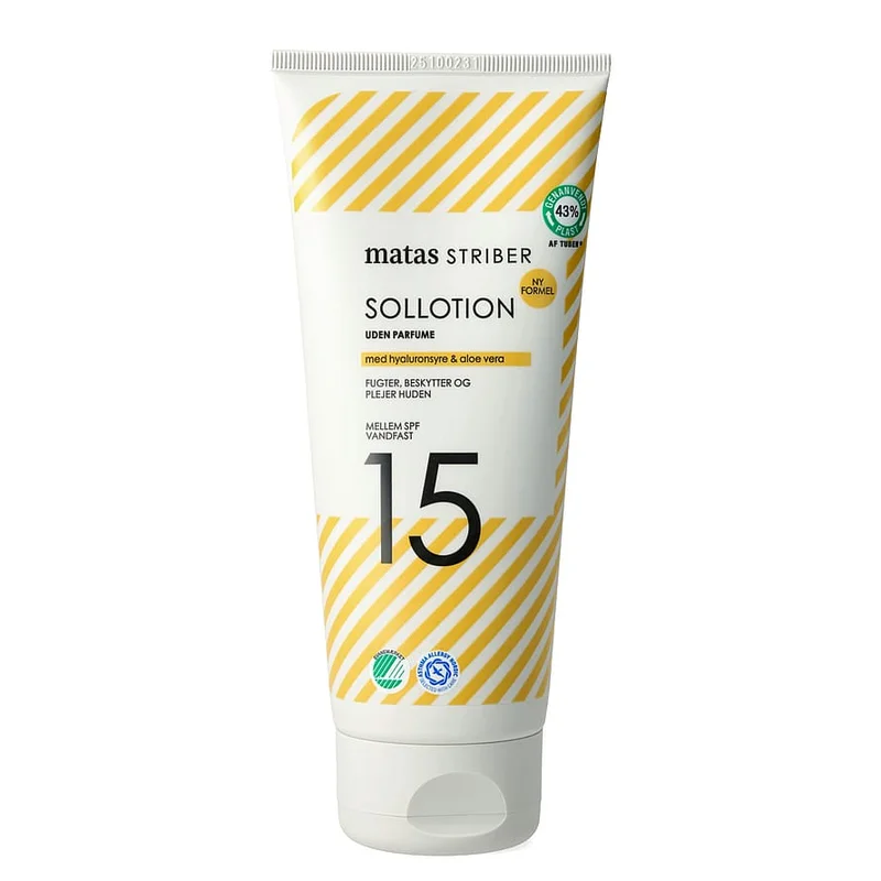 Spar 25% • Køb 2, Matas Striber Sollotion SPF 15 Uden Parfume 200 ml, Hudpleje, Solcreme, Solcreme Til Ansigtet