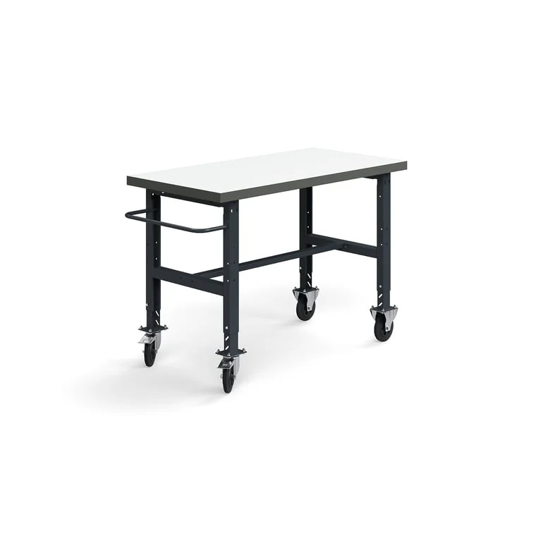 Arbetsbänk på hjul, 1500x760 mm, 200 kg, högtryckslaminat