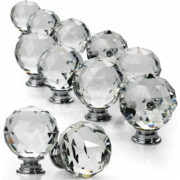 30MM Klare Krystall Diamant Glass Dørknotter Håndtak Skap Skuff Kjøkkenskap Skuffeknott for Soveromsmøbler (4)