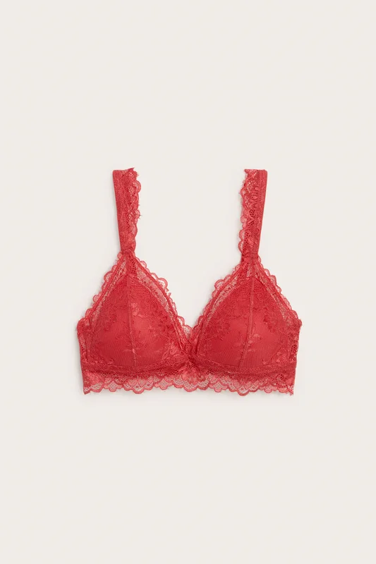 Kappahl | Bralette med blonder Rød L | Dame