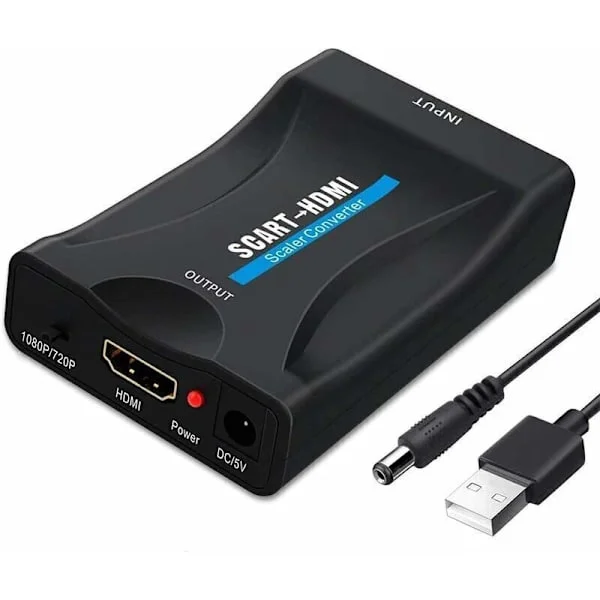 SCART to HDMI Converter Adapter, Audio Video Converter Supporting HDMI 720p/1080p for DVD Player to TV, 8.5x5.5x2.3cm