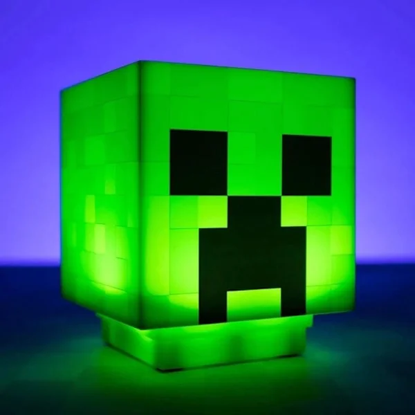 Minecraft Creeper-lampa, dekorativ nattlampa, LED-lampa med spelljud, uppladdningsbar, sänglampa för barn, vägglampa (grön)-Xin