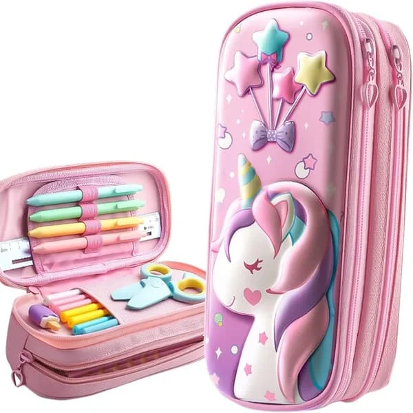Large Zipper Pencil Case Unicorn Pencil Case Pens 2 Compartments Desk Organizer for Girls Women Cool Stuff