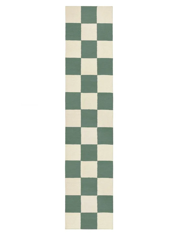 Ruudullinen Classic Chess Vihreä Käytävämatto Pieni Oeko-Tex Matto
