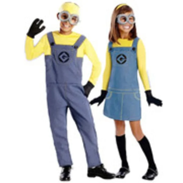 Bob Minion-kostume til børn, dreng pige Minion jumpsuit outfit med briller og hat dreng Boy