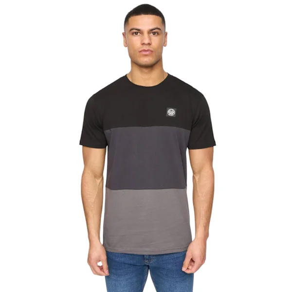 Henleys Herr Henpanel Färgblock Bomulls T-shirt XL Svart