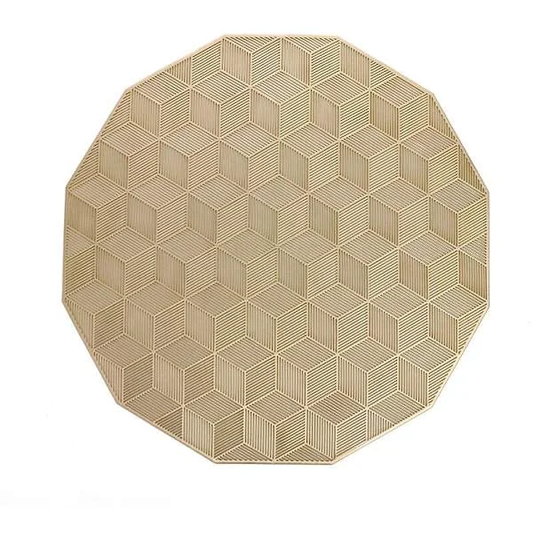 Gold Placemats for Dining Table Set of 6 Hollow Square Pattern Table Mats for Wedding Table Decoration