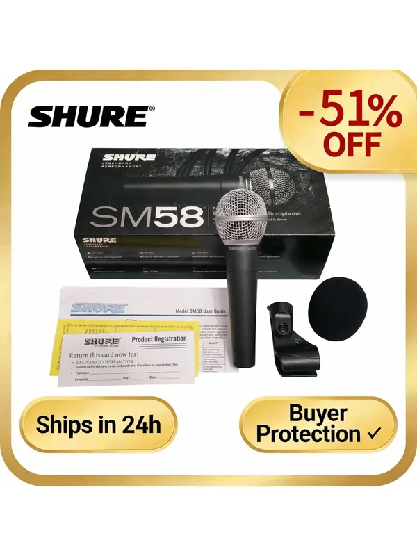 AliExpress - Microphones dynamiques originaux Shure SM58LC en métal en forme de cœur, microphones professionnels filaires pour chant, karaoké, 