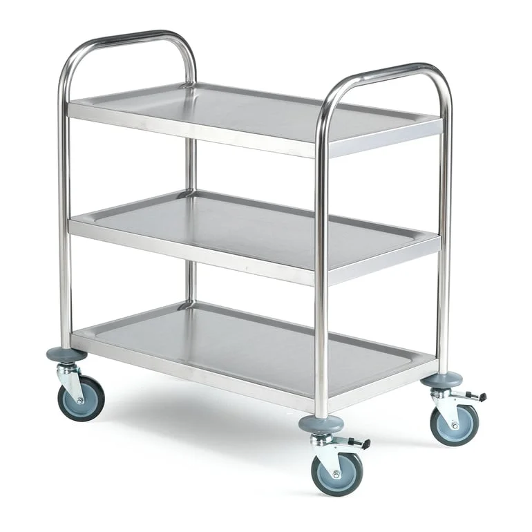 Budget stainless steel trolley METRO, 3 shelves, 705x405x810 mm