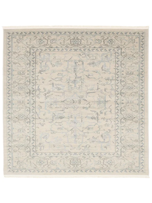 Bloemen Ziegler Manhattan Beige/Lichtblauw Vierkant Vloerkleed Groot Oeko-Tex