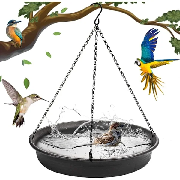 Hengende fuglebad Hengende fuglemater - WJGarden Fuglebad Fuglemater Flat Hengende brett Fuglebad Brett Hengende fugl Vann eller fugl S