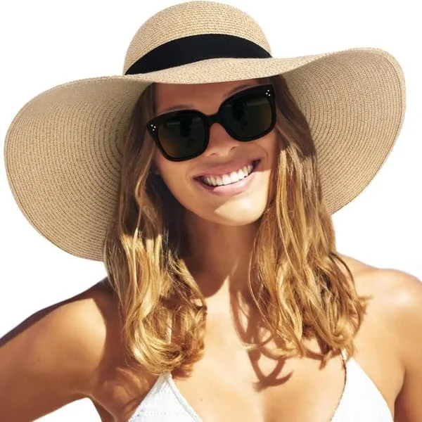Women's Sun Hat, Wide Brim Straw Hat, Summer Hat, Foldable, Packable, Floppy Beach Hat for Women