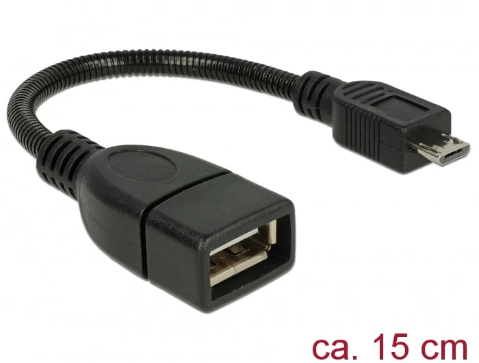 joustava, Delock USB OTG -kaapeli USB micro-B uros USB 2.0-A naaras, 15 cm