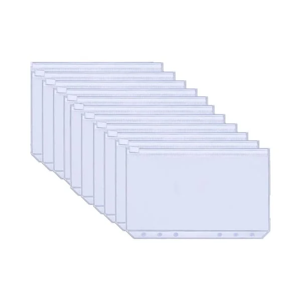 Plastlommer til A6 ringbind med 6 ringe 12-pak Transparent