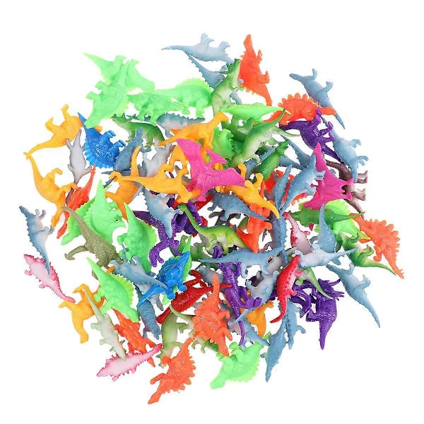 100 st Leksaker Barn Dinosaurier Kalasleksaker Modell Leksaksset Realistiska Små Dinosaurie Plastdjur Modell