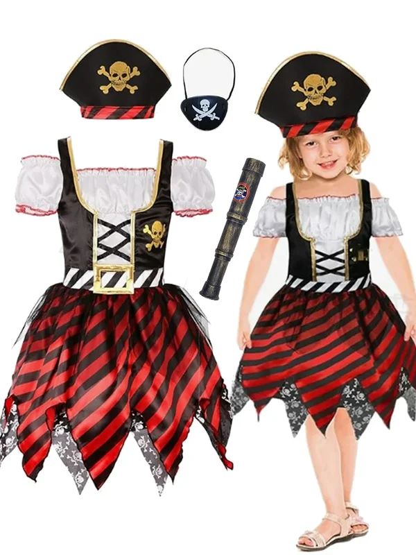 AliExpress - Costume de Cosplay de Pirate pour filles, Costume de Pirate Jack d'halloween, Costume trois pièces pour enfants, vêtements de spectacle 