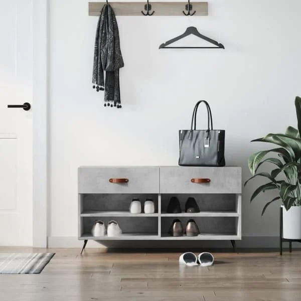 vidaXL Skobänk, Skoskåp med 4 hyllor och fötter, Skoskåp med 2 lådor Vardagsrum, Modern, 829712
