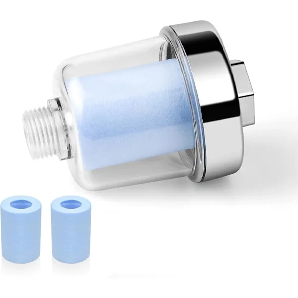 Duschfilter, 1/2" Kalkfilter med 2 Utbytbara Blå Filter, Effektivt Filter Impurities i Vatten