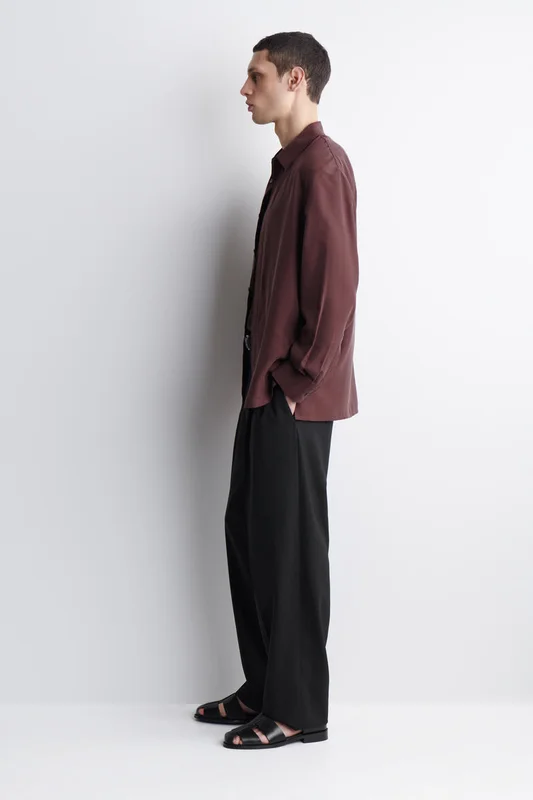 COS Homme Chemise Habillée En Soie in Marron