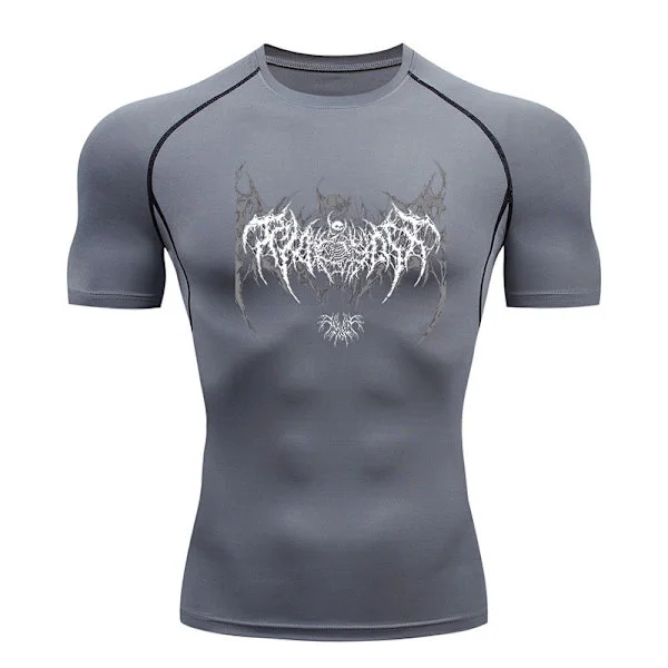 Y2K kompressionströja Herr Fitness Gym Skelett Sport Löpning T-shirt Rashgard Toppar T-shirt Snabbtorkande kortärmad T-shirt för män