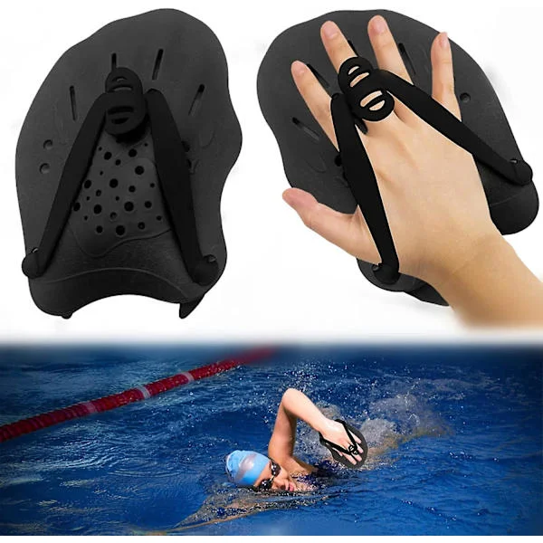 1 par simhandskar simhandskar med justerbara remmar styrketräningshjälpmedel pool gym utrustning vuxna barn barn unisex svart