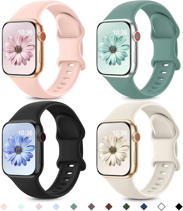 4-pak sportsremme kompatible med Apple Watch 42 mm 44 mm 45 mm 46 mm 49 mm kvinder mænd, til iWatch Ultra 2 10 9 8 7 6 5 4 3 2 1 SE