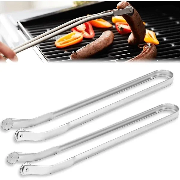 BBQ-korv vändtång, BBQ-korv vändtång för matlagning, rostfritt stål kök matlagningstång, långa handtag kök tång för matlagning BBQ Baki