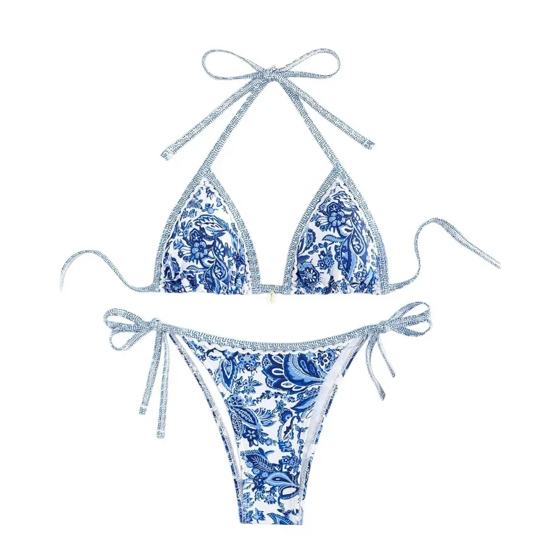 AliExpress - Nouvel ensemble bikini triangle 2026 - Maillot de bain push-up à imprimé floral et bas brésilien